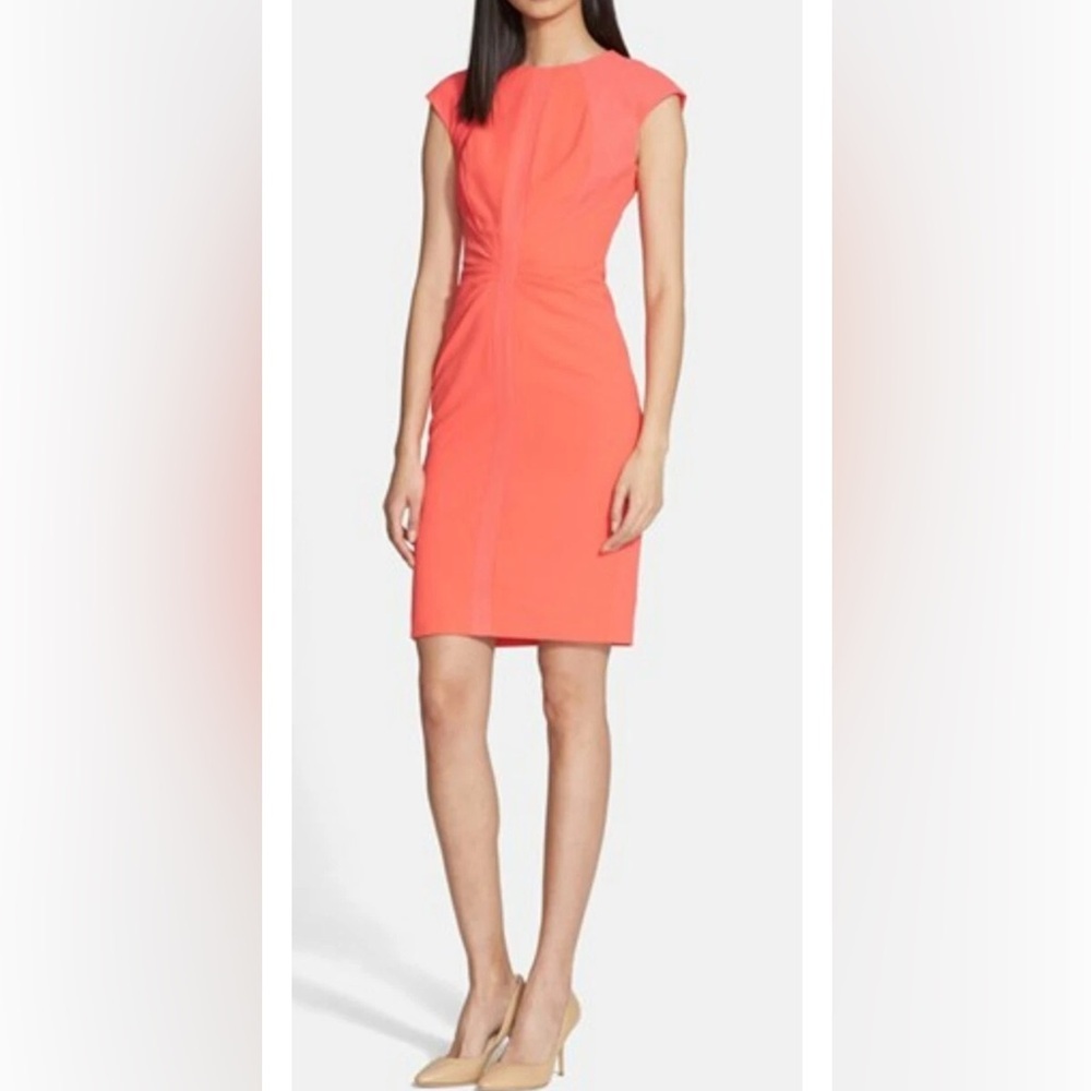 Ted Baker Coral Pink Cap-Sleeve Sheath Dress